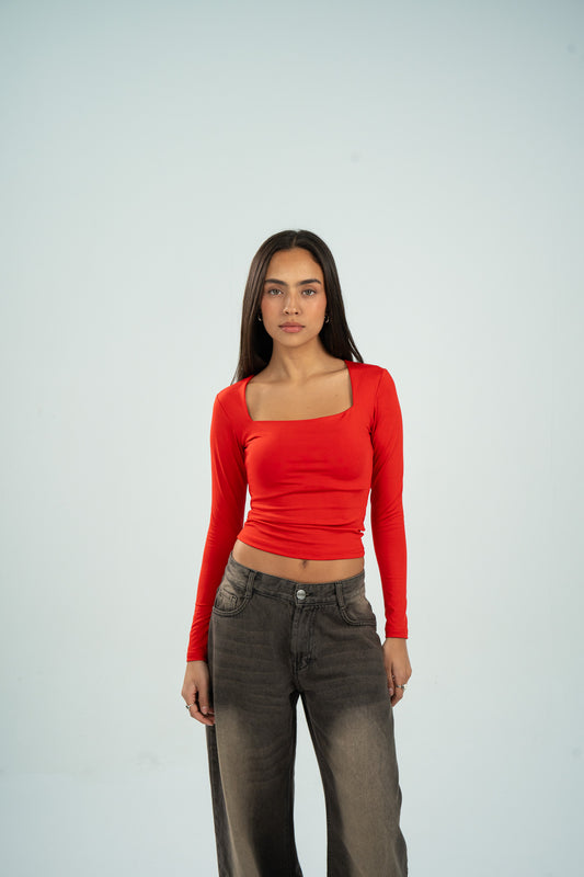 Square Neck Long Sleeve