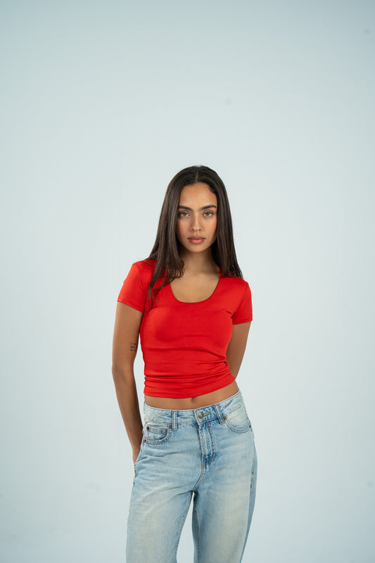 Wide Neck Short Sleeve