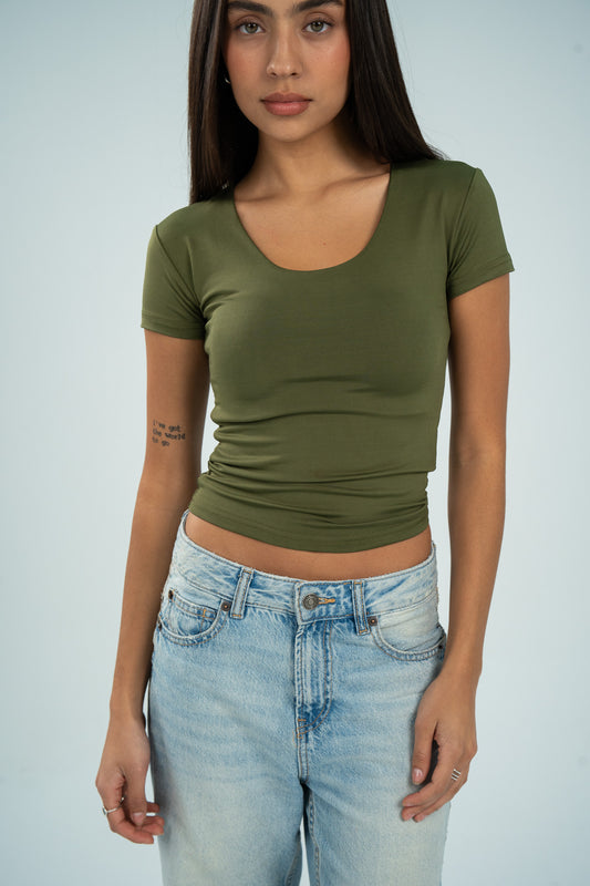 Wide Neck Short Sleeve