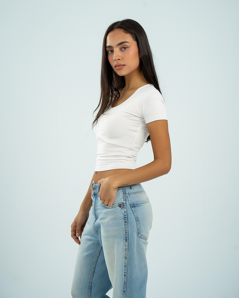 Wide Neck Short Sleeve